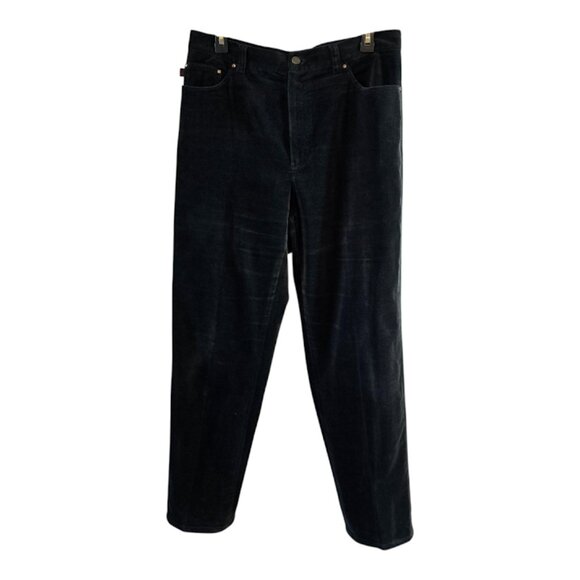 LAUREN JEANS CO.RALPH LAUREN BLACK VELVET HIGH RISE PANTS STRETCH COTTON SIZE 12 - Picture 1 of 9